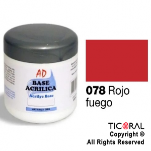 BASE ACRILICA AD 078 ROJO FUEGO 200ML X 3 UNIDADES